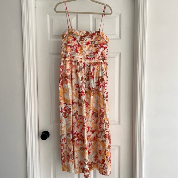 NWT ABERCROMBIE & FITCH Floral Poplin Convertible Strapless Midi Dress L - Picture 7 of 14
